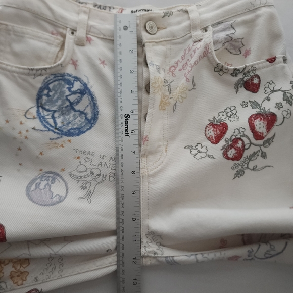 Reformation Cream Floral Straight Leg Jeans - Picture 9 of 12